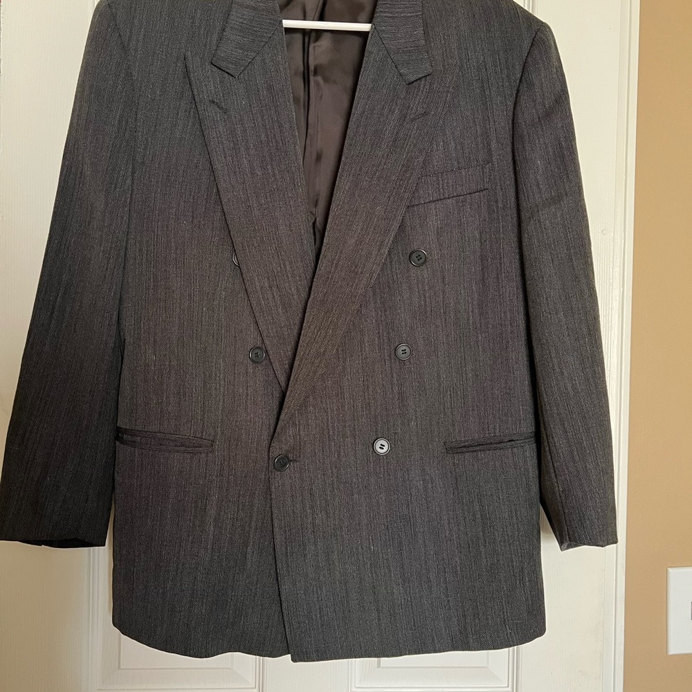 Lubiam Dark Gray Double-Breasted Suit